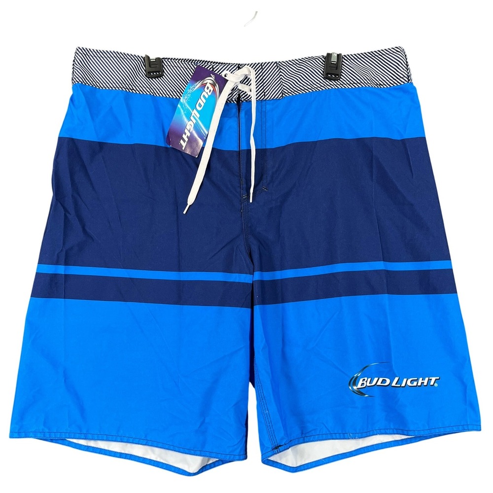 Bud Light Concept One Board Shorts Mens 46 Blue Colorblock Logo Beach Swimwear
